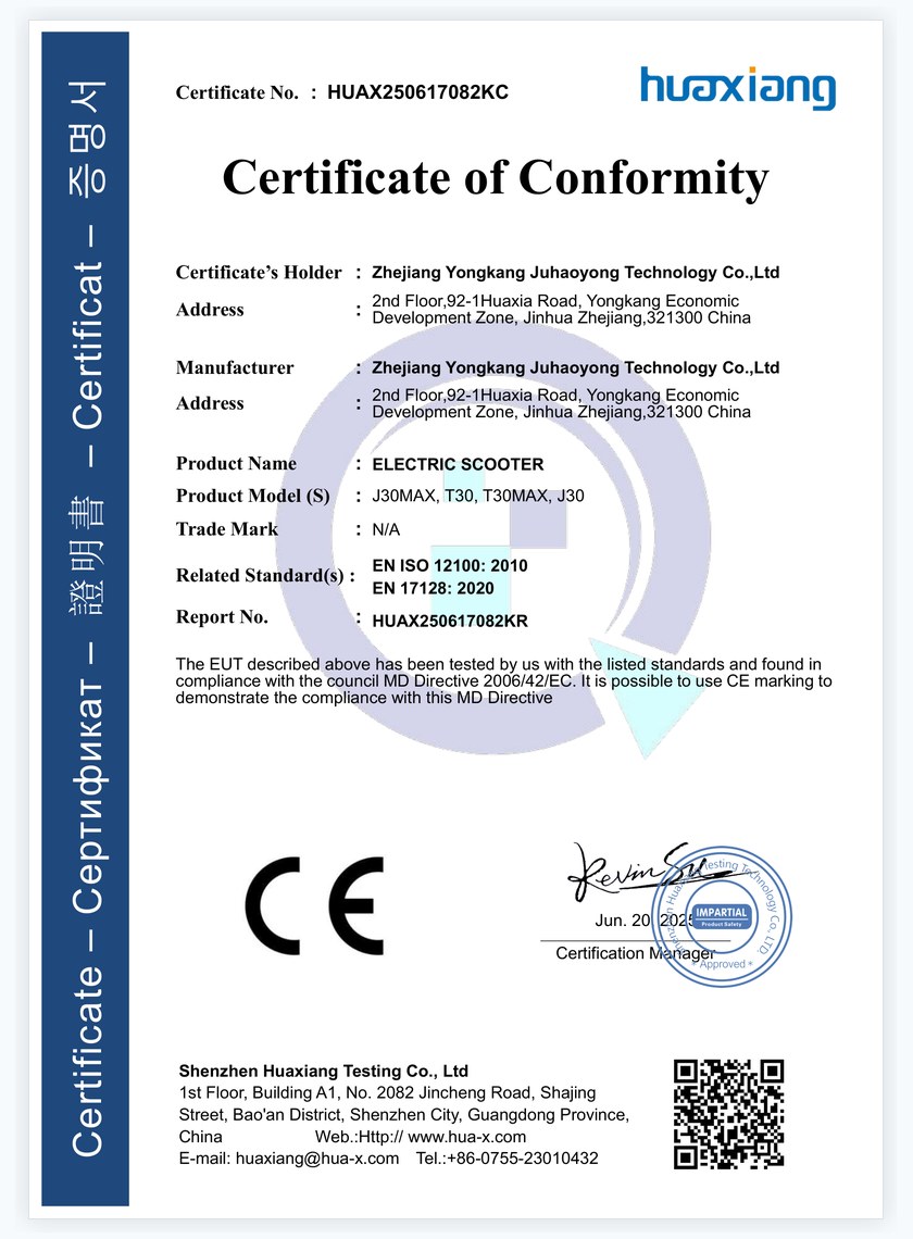 J30MAX CE MD Certificate